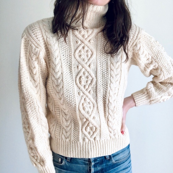 Hand knit cream pom pom sweater - Picture 14 of 15